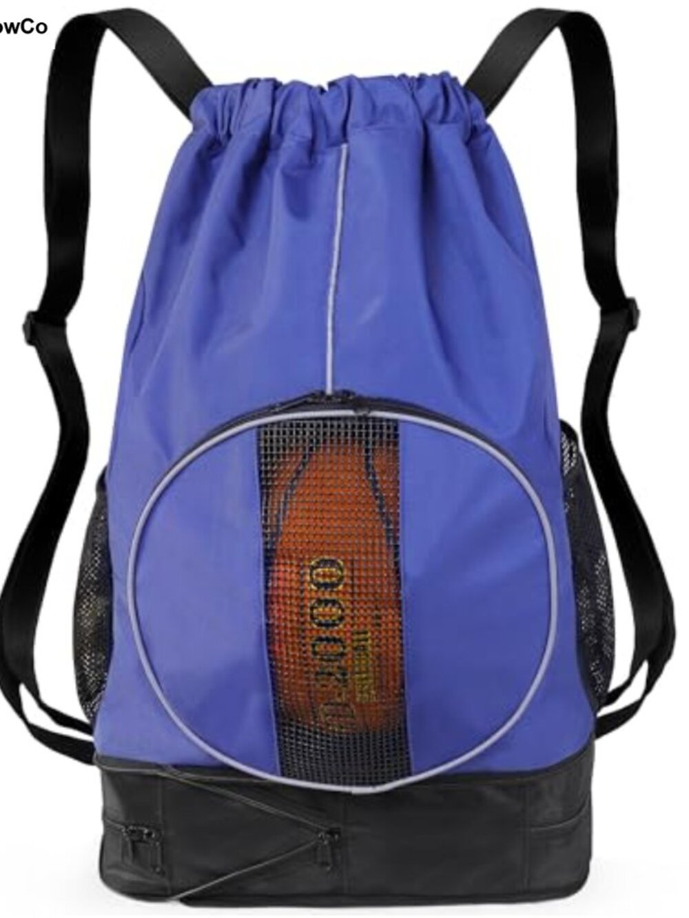 45L Drawstring Basketball Backpack Nylon Sports Bag Shoe Compartment Gym